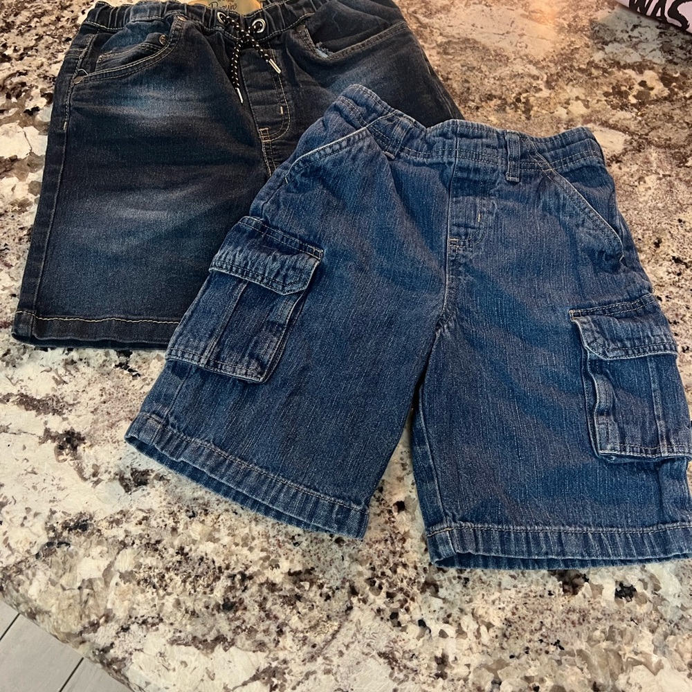 Kids Denim Cargo Shorts - Dark Blue and Classic Blue